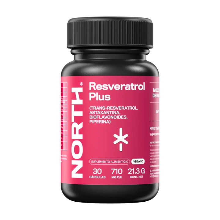 Frasco de Resveratrol Plus de NORTH con 30 cápsulas